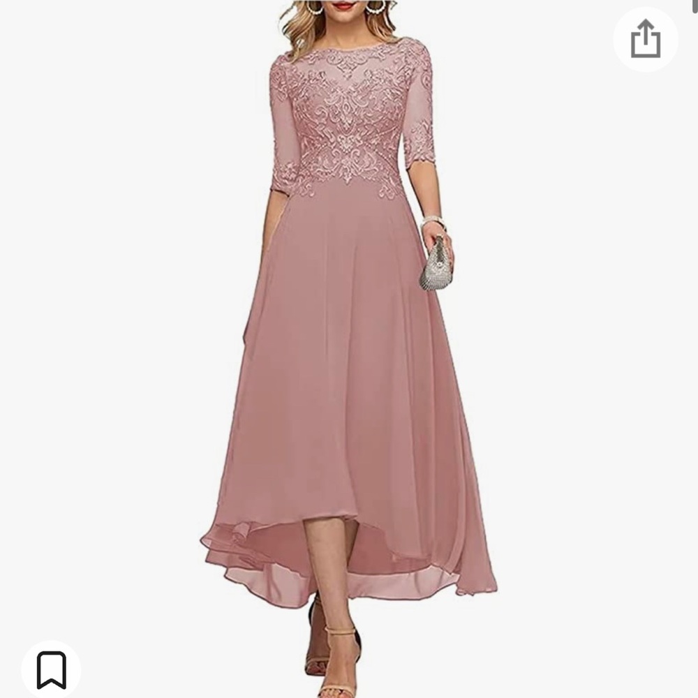 Long sleeve evening wear mauve size 16 new with tags.